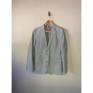 J Crew Ludlow Grey Beige Striped Cotton Linen Size 38 R Mens Sport Coat Blazer